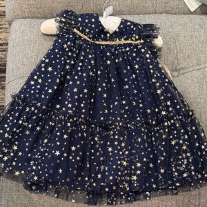 Pippa & Julie Navy and Gold Starry Kids Dress